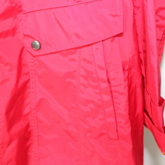 Cole Haan Back Bow Packable Hooded Raincoat Zip Red Rain Jacket Size XL H13198 - Picture 6 of 11